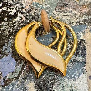 Cream and gold earrings